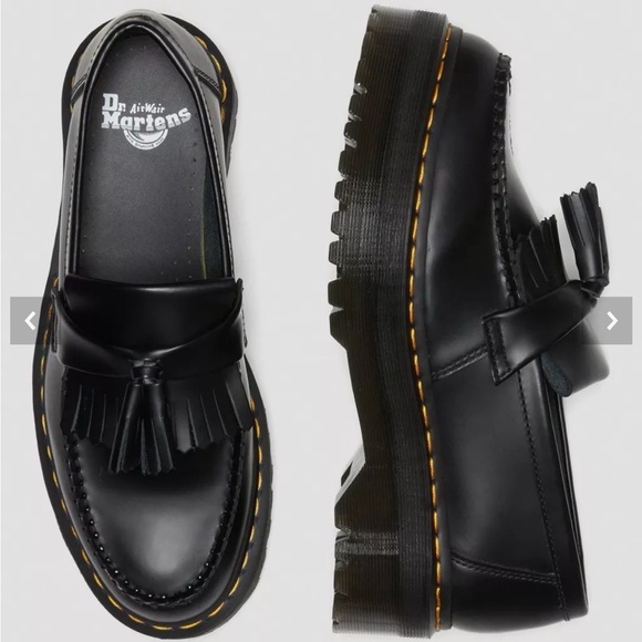 Dr. Martens Shoes - Dr. Martens Black Tassel Adrian Platform Loafers